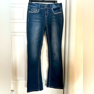 Vanilla Star Dark Blue Girls Jeans with Contrast Stitching